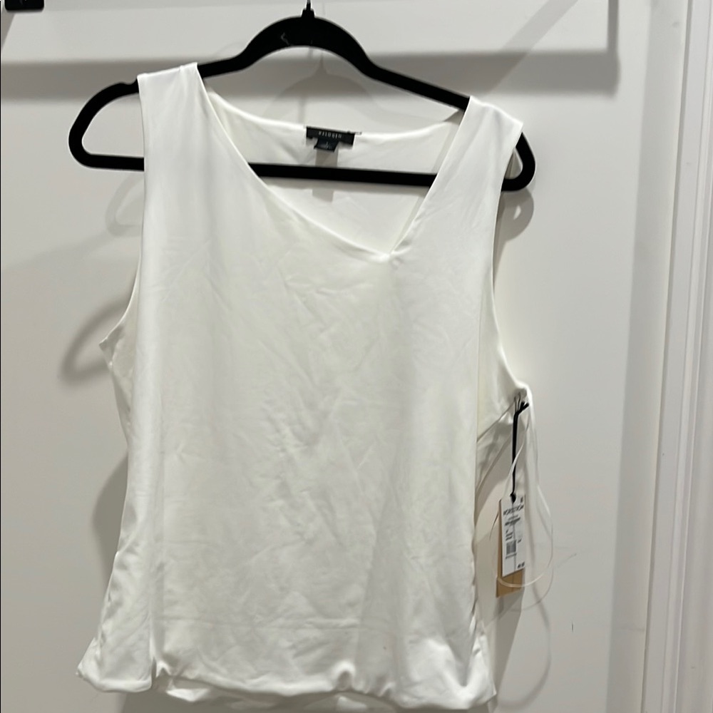 White Asymmetric  Sleeveless Top